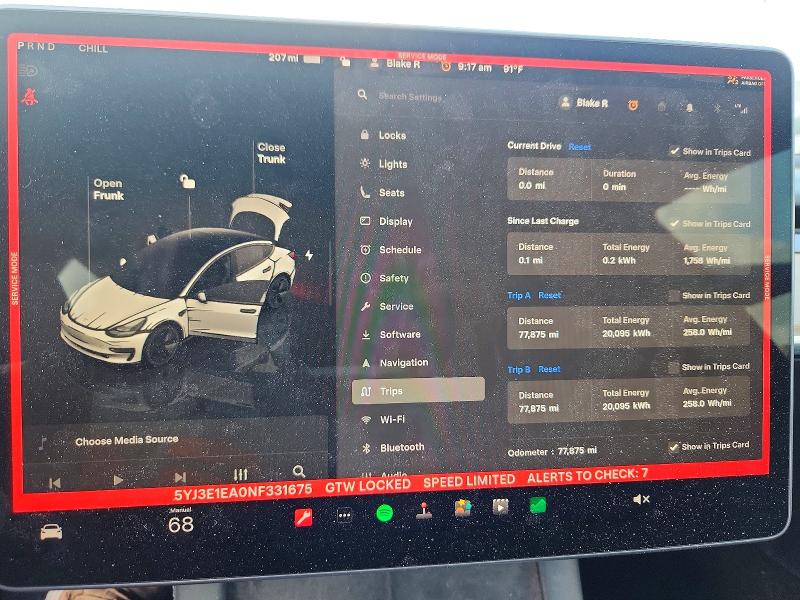Photo 9 from auction – 2022 TESLA MODEL 3 with VIN 5YJ3E1EA0NF331675