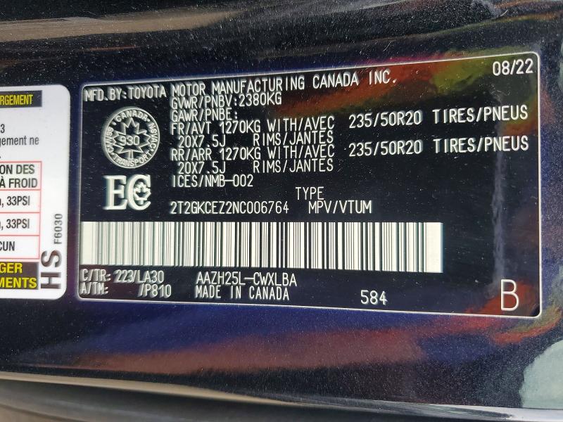Photo 14 from auction – 2022 LEXUS NX with VIN 2T2GKCEZ2NC006764