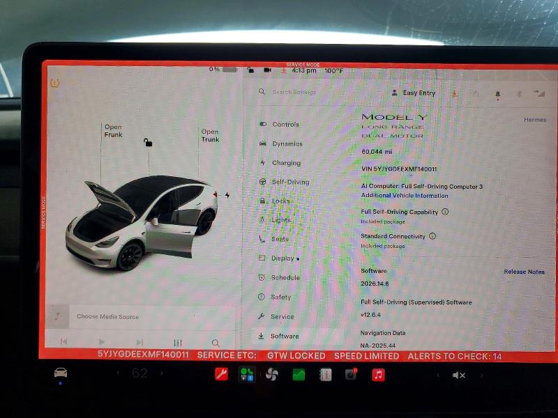 Photo 9 from auction – 2021 TESLA MODEL Y with VIN 5YJYGDEEXMF140011