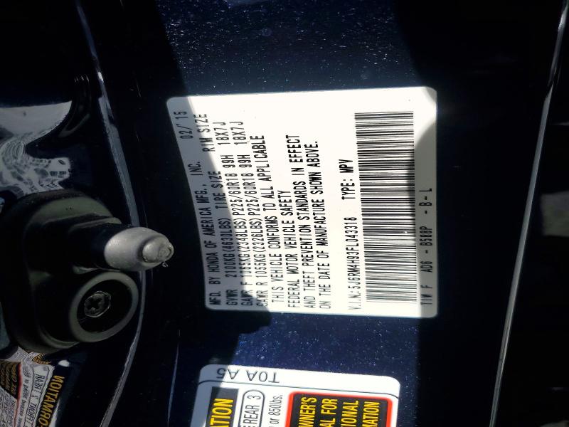 Photo 14 from auction – 2015 HONDA CR-V with VIN 5J6RM4H93FL043318