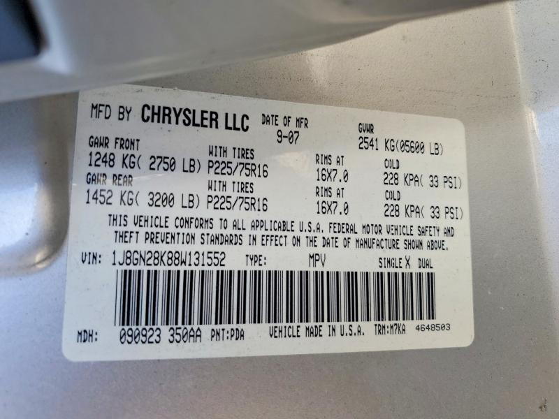 Photo 14 from auction – 2008 JEEP LIBERTY with VIN 1J8GN28K88W131552