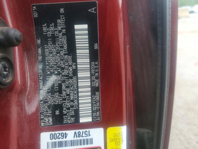 Photo 14 from auction – 2014 TOYOTA SIENNA with VIN 5TDKK3DC4ES460890