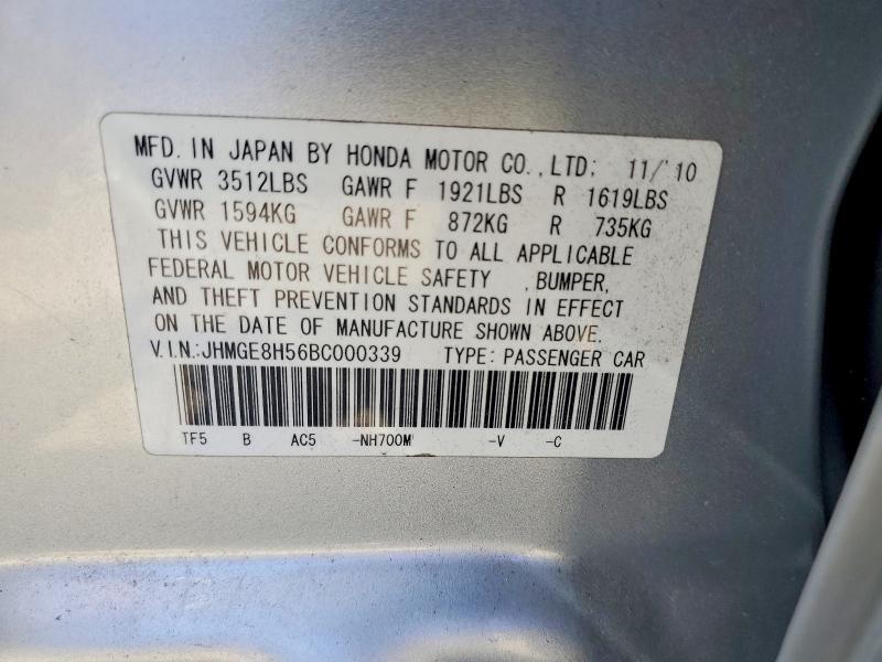 Photo 14 from auction – 2011 HONDA FIT with VIN JHMGE8H56BC000339