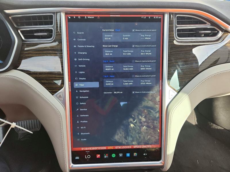 Photo 9 from auction – 2016 TESLA MODEL S with VIN 5YJSA1E28GF131209