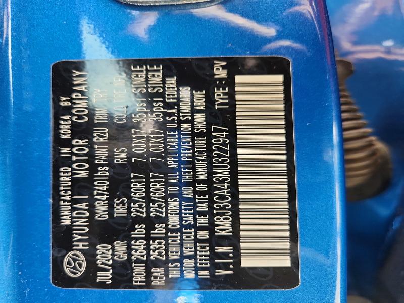 Photo 14 from auction – 2021 HYUNDAI TUCSON with VIN KM8J3CA43MU322947