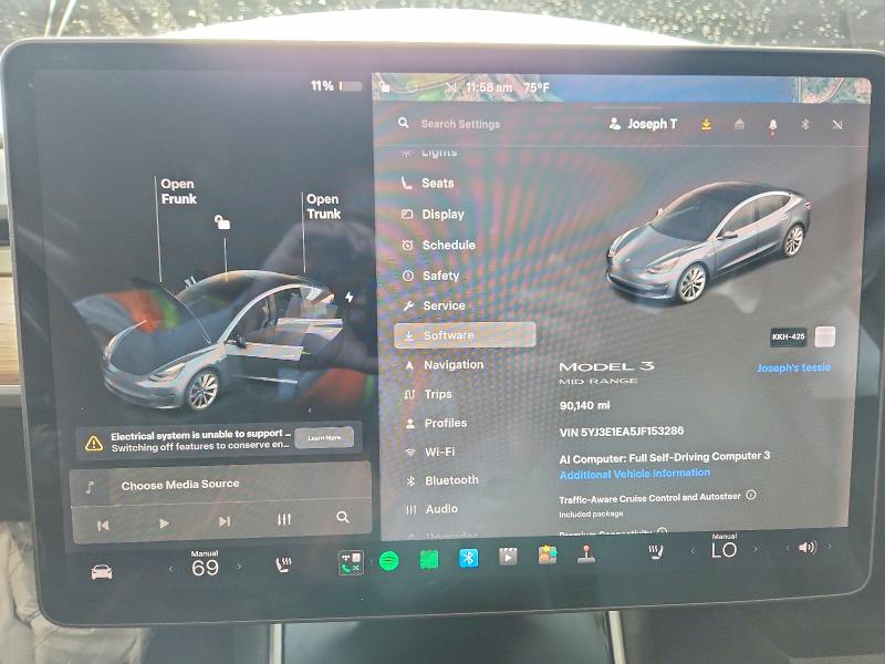 Photo 9 from auction – 2018 TESLA MODEL 3 with VIN 5YJ3E1EA5JF153286
