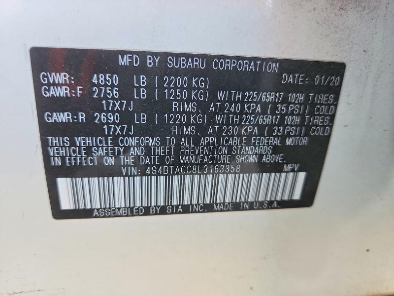 Photo 14 from auction – 2020 SUBARU OUTBACK with VIN 4S4BTACC8L3163358