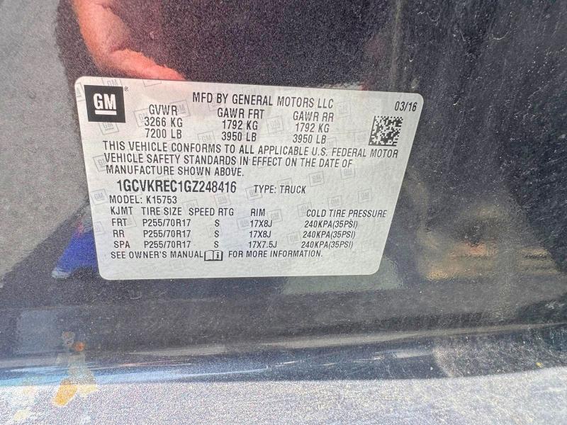 Photo 12 from auction – 2016 CHEVROLET SILVERADO with VIN 1GCVKREC1GZ248416