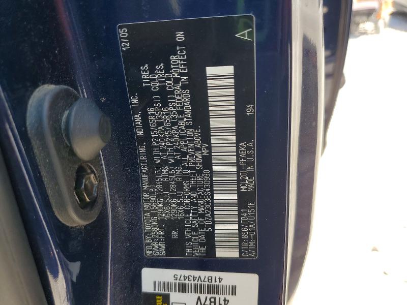Photo 14 from auction – 2006 TOYOTA SIENNA with VIN 5TDZA23C36S430990