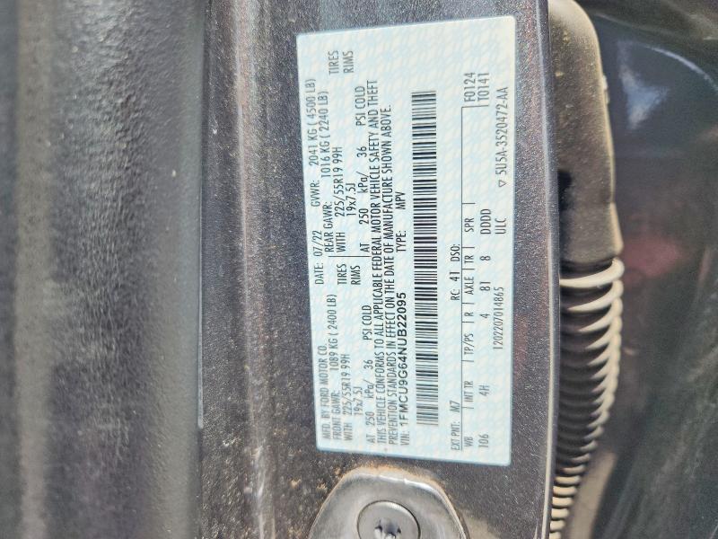 Photo 14 from auction – 2022 FORD ESCAPE with VIN 1FMCU9G64NUB22095