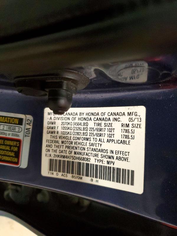 Photo 14 from auction – 2013 HONDA CR-V with VIN 2HKRM4H75DH668082