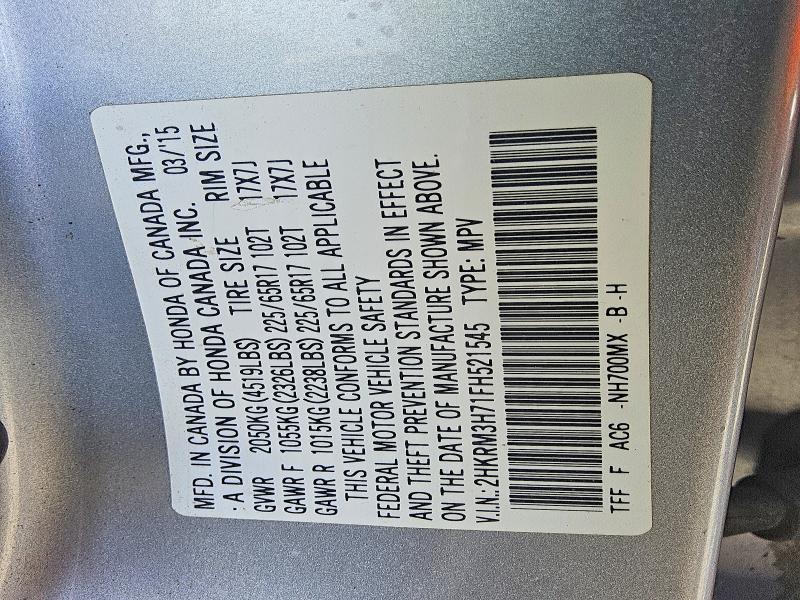 Photo 14 from auction – 2015 HONDA CR-V with VIN 2HKRM3H71FH521545