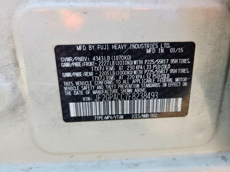 Foto 14 de la subasta – 2015 SUBARU XV CROSSTREK con VIN JF2GPACC7F8238493