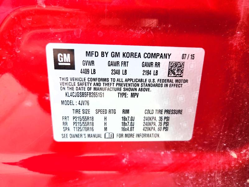 Photo 14 from auction – 2015 BUICK ENCORE with VIN KL4CJGSB5FB265151