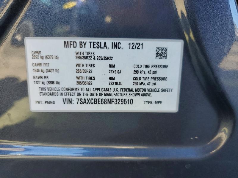 Zdjęcie 14 z aukcji – 2022 TESLA MODEL X z VIN 7SAXCBE68NF329510