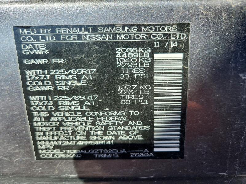 Photo 14 from auction – 2015 NISSAN ROGUE with VIN KNMAT2MT4FP518141