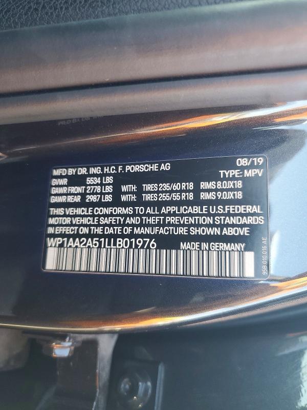 Photo 14 from auction – 2020 PORSCHE MACAN with VIN WP1AA2A51LLB01976