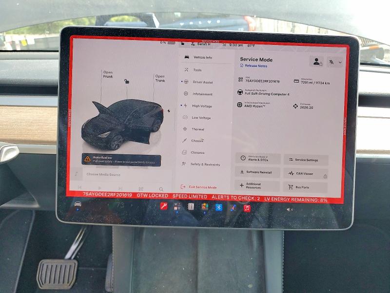Снимка 9 от търг – 2024 TESLA MODEL Y с VIN 7SAYGDEE2RF201619