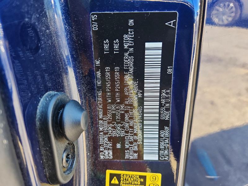 Photo 14 from auction – 2015 TOYOTA HIGHLANDER with VIN 5TDDKRFH0FS146465