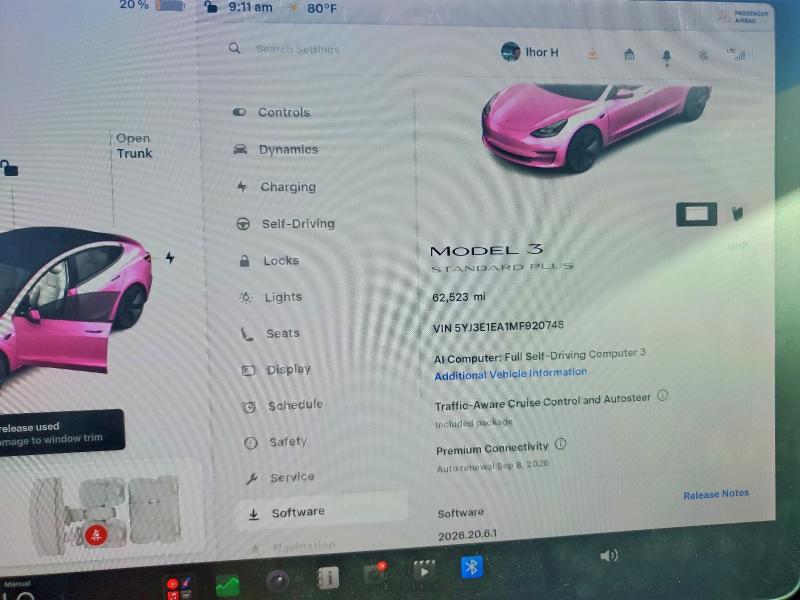 Photo 9 from auction – 2021 TESLA MODEL 3 with VIN 5YJ3E1EA1MF920748