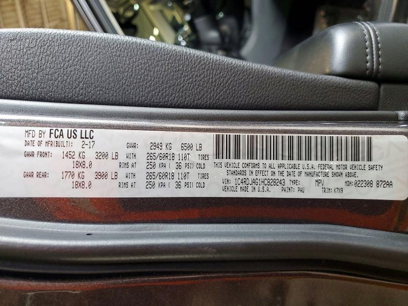 Photo 14 from auction – 2017 DODGE DURANGO with VIN 1C4RDJAG1HC828243