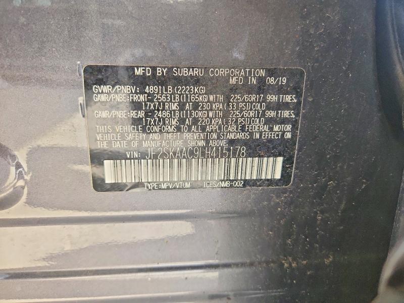 Foto 14 de la subasta – 2020 SUBARU FORESTER con VIN JF2SKAAC9LH415178