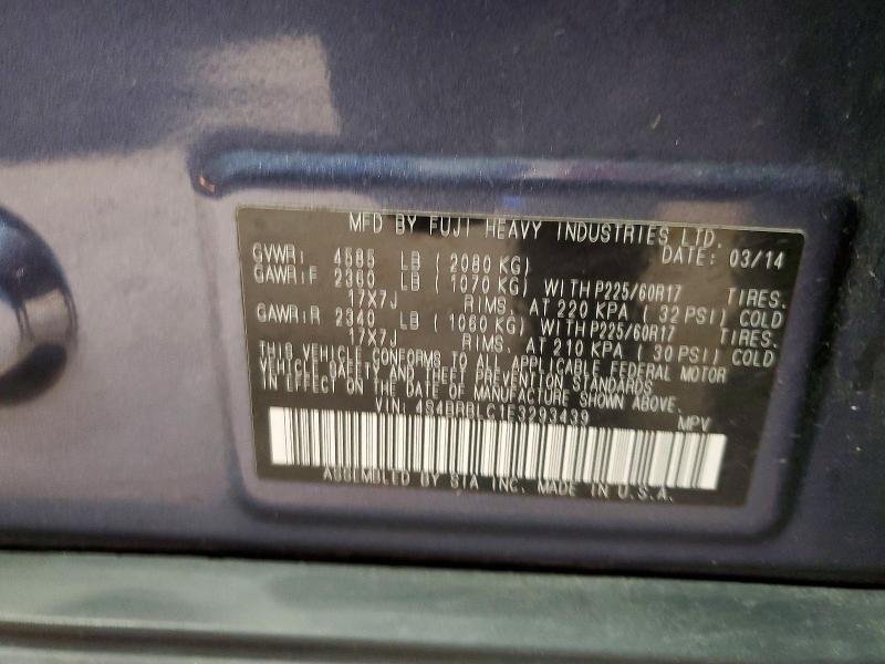 Photo 14 from auction – 2014 SUBARU OUTBACK with VIN 4S4BRBLC1E3293439