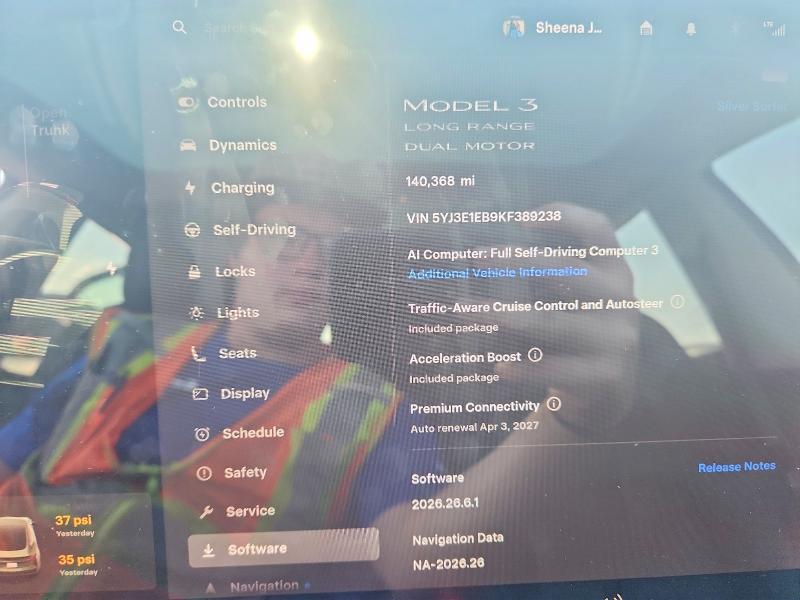 Photo 9 from auction – 2019 TESLA MODEL 3 with VIN 5YJ3E1EB9KF389238