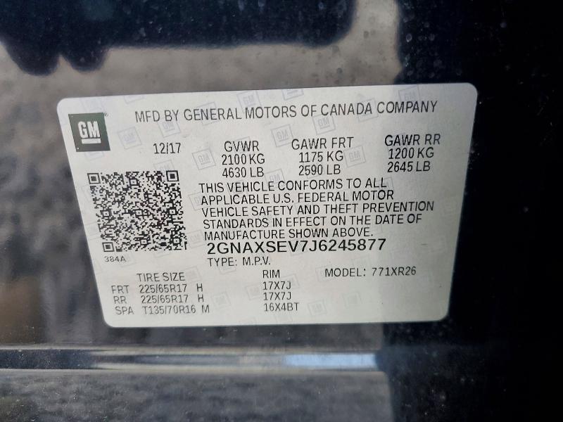 Photo 14 from auction – 2018 CHEVROLET EQUINOX with VIN 2GNAXSEV7J6245877