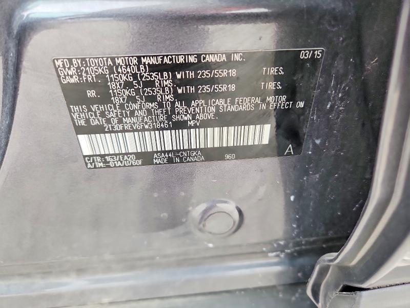 Photo 14 from auction – 2015 TOYOTA RAV4 with VIN 2T3DFREV6FW318461
