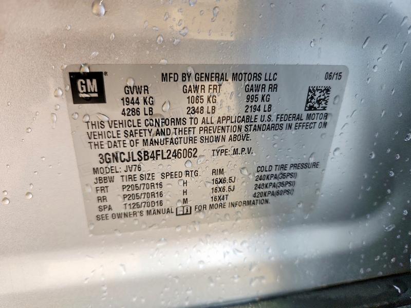Photo 14 from auction – 2015 CHEVROLET TRAX with VIN 3GNCJLSB4FL246062