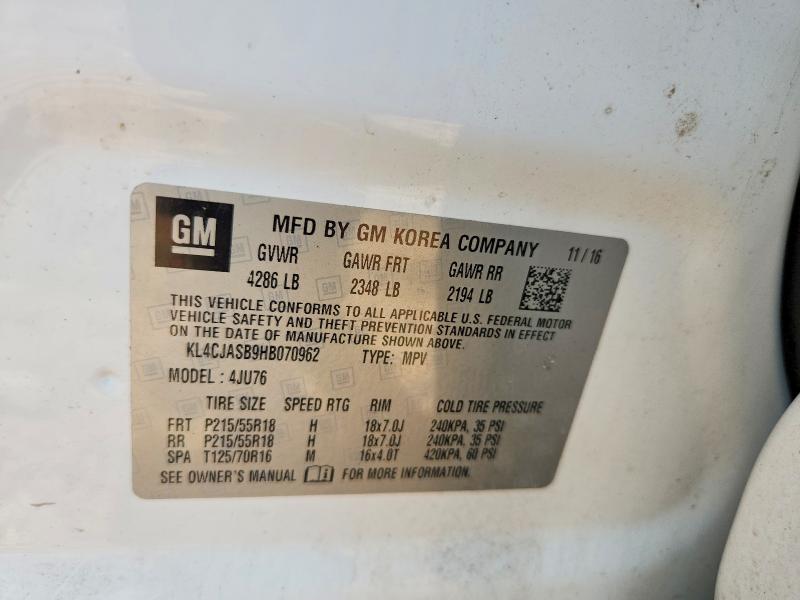Photo 14 from auction – 2017 BUICK ENCORE with VIN KL4CJASB9HB070962