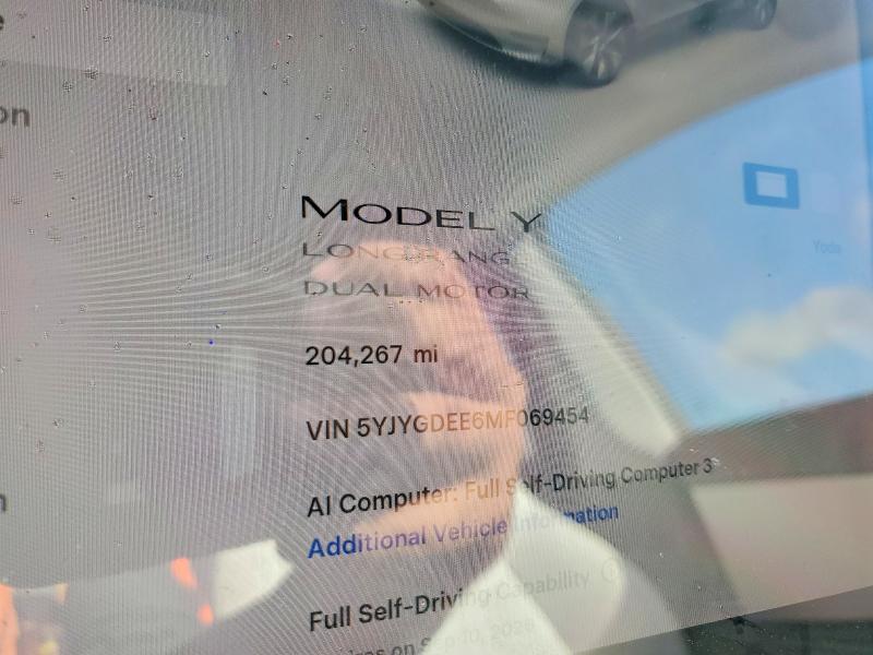 Photo 9 from auction – 2021 TESLA MODEL Y with VIN 5YJYGDEE6MF069454