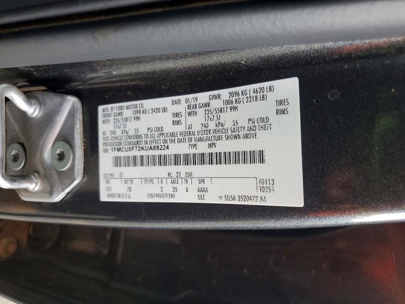 Photo 14 from auction – 2019 FORD ESCAPE with VIN 1FMCU0F72KUA88224