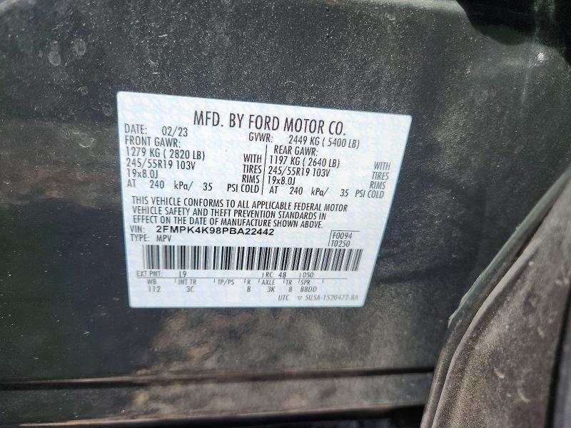 Photo 14 from auction – 2023 FORD EDGE with VIN 2FMPK4K98PBA22442