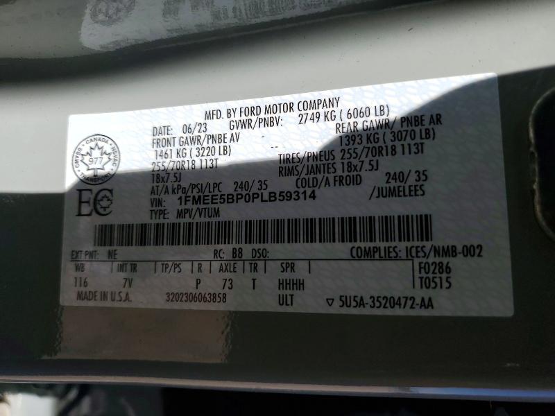Photo 14 from auction – 2023 FORD BRONCO with VIN 1FMEE5BP0PLB59314