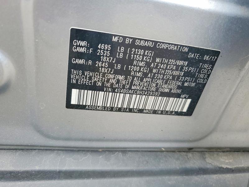 Photo 14 from auction – 2017 SUBARU OUTBACK with VIN 4S4BSAKC8H3429392