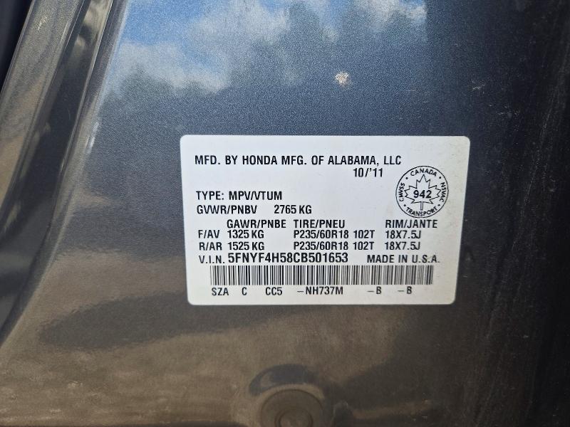 Photo 14 from auction – 2012 HONDA PILOT with VIN 5FNYF4H58CB501653