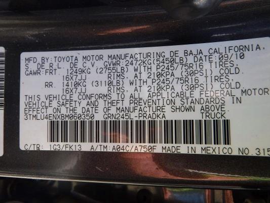 Photo 10 from auction – 2011 TOYOTA TACOMA with VIN 3TMLU4ENXBM060350