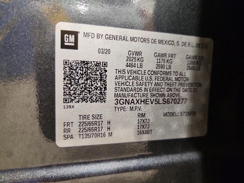 Photo 14 from auction – 2020 CHEVROLET EQUINOX with VIN 3GNAXHEV5LS670277