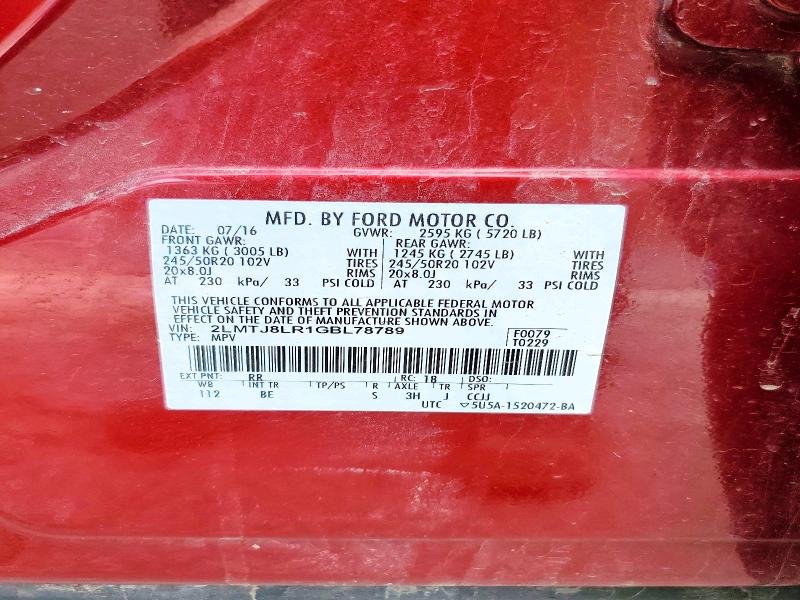 Photo 14 from auction – 2016 LINCOLN MKX with VIN 2LMTJ8LR1GBL78789