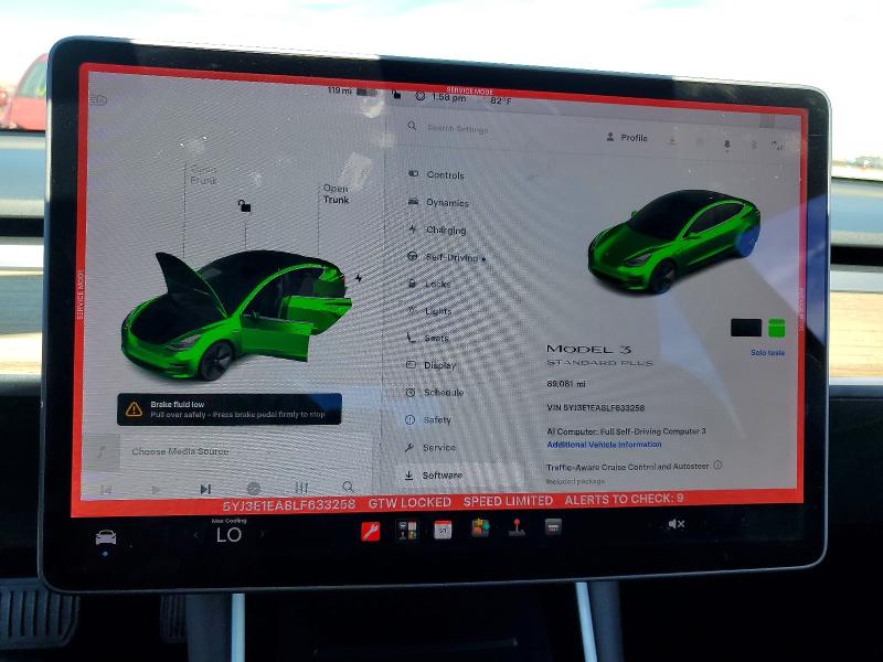 Photo 9 from auction – 2020 TESLA MODEL 3 with VIN 5YJ3E1EA8LF633258