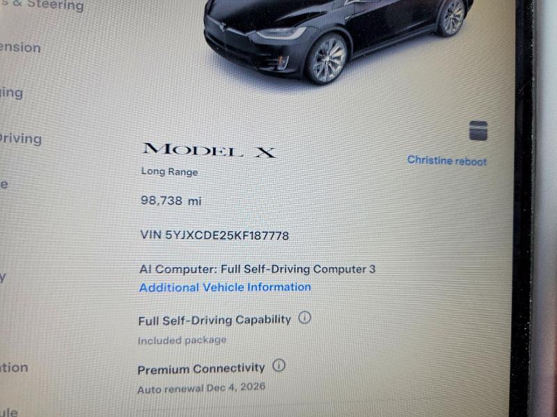 Foto 9 de la subasta – 2019 TESLA MODEL X con VIN 5YJXCDE25KF187778