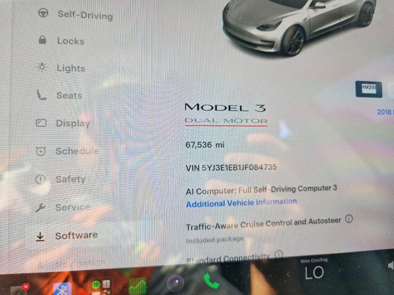 Photo 9 from auction – 2018 TESLA MODEL 3 with VIN 5YJ3E1EB1JF084735