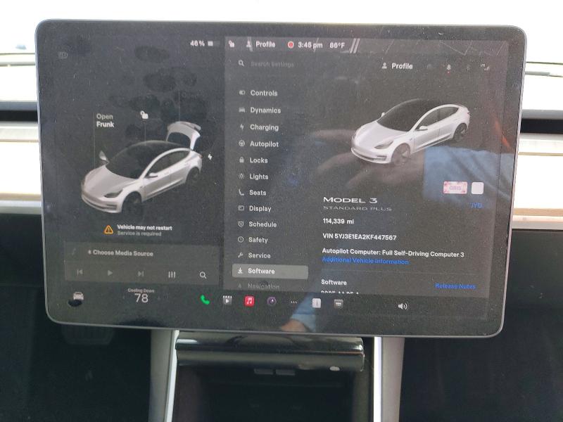 Photo 9 from auction – 2019 TESLA MODEL 3 with VIN 5YJ3E1EA2KF447567