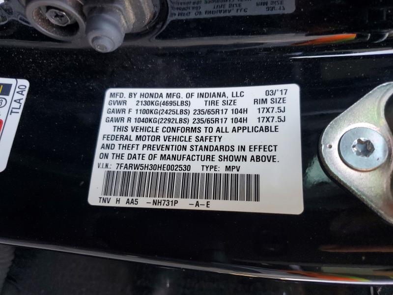 Photo 14 from auction – 2017 HONDA CR-V with VIN 7FARW5H30HE002530
