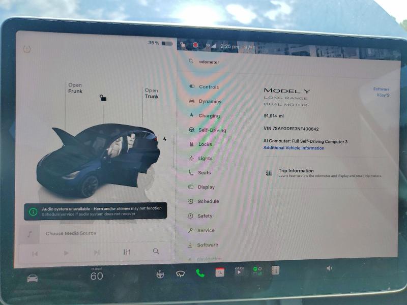 Foto 9 de la subasta – 2022 TESLA MODEL Y con VIN 7SAYGDEE3NF400642
