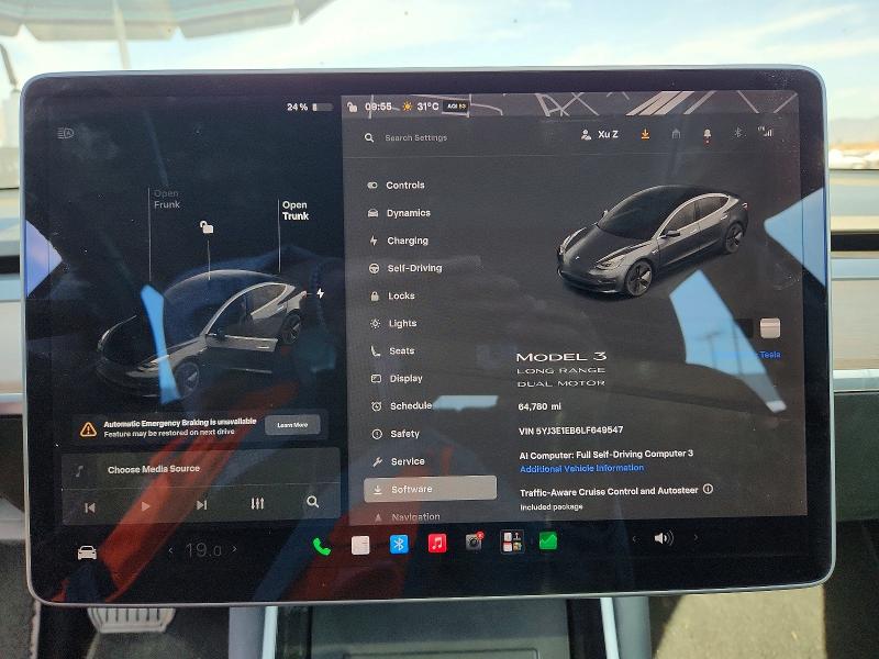 Photo 9 from auction – 2020 TESLA MODEL 3 with VIN 5YJ3E1EB6LF649547