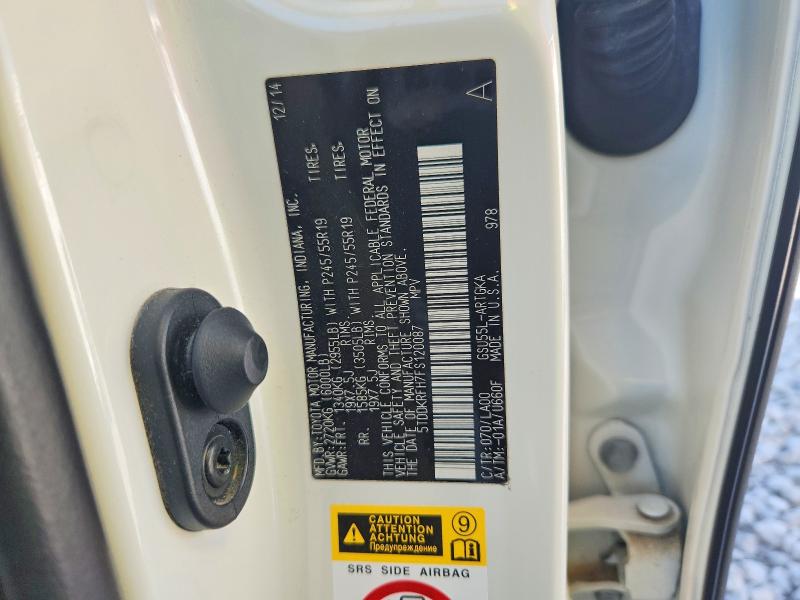 Photo 14 from auction – 2015 TOYOTA HIGHLANDER with VIN 5TDDKRFH7FS120087