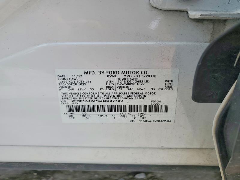 Photo 14 from auction – 2018 FORD EDGE with VIN 2FMPK4AP6JBB37709